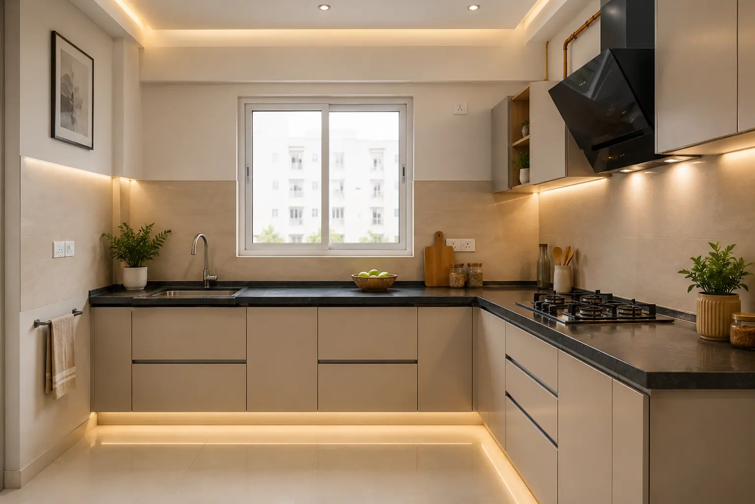Completed Ultra Modern Parallel Kitchen interior project in Lucknow