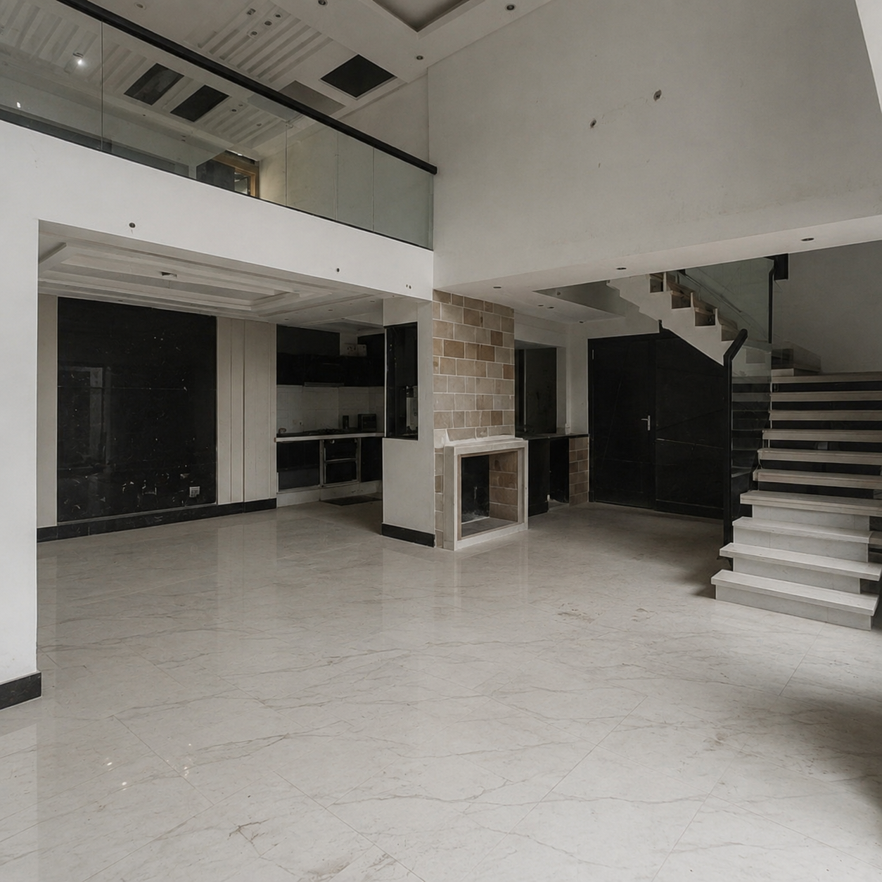 Before image of Modern Minimalist Villa Interiors empty room in Noida